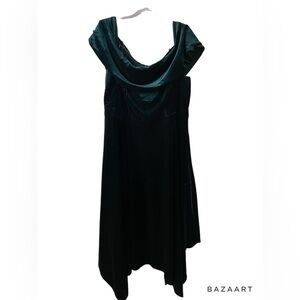 Xscape Teal Green Velvet Asymmetrical Cocktail Dress
